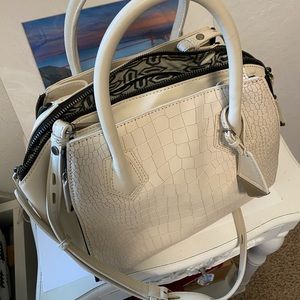 Rebecca Minkoff cream color leather bag embossed